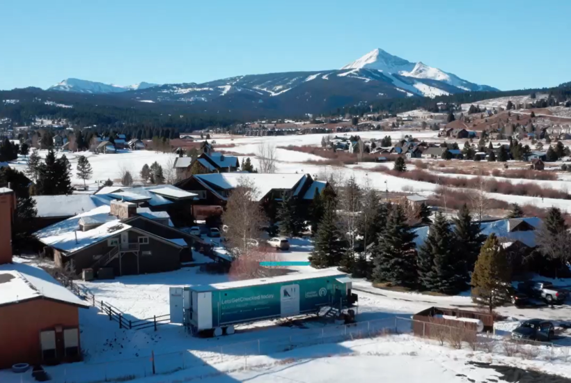 Let's Get Checked Mobile Clinical Laboratory Onsite in Montana Bird's-eye view of a mobile clinical laboratory