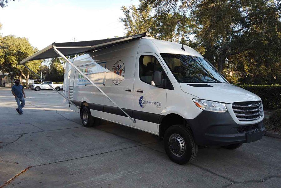 Exterior of the Mobile BSL-2 sprinter van lab.